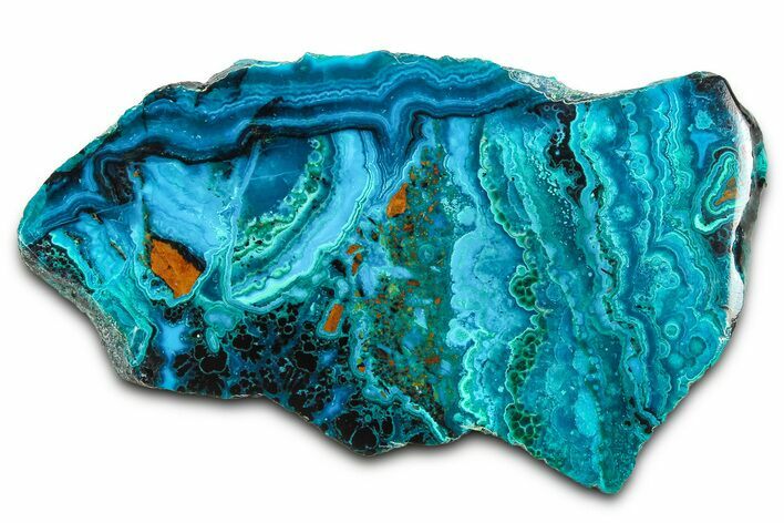 Polished Banded Chrysocolla and Malachite - Bagdad Mine, Arizona #378935